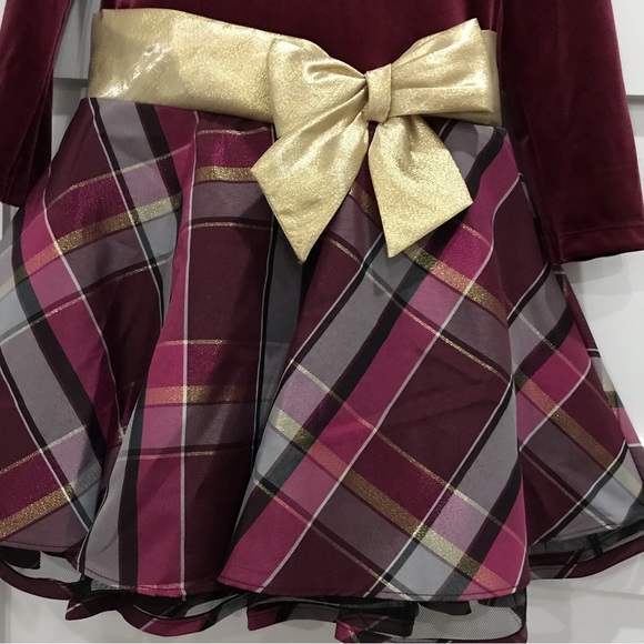 BONNIE JEAN (CHRISTMAS READY) DRESS raspberry, plaid, SPARKLE - Picture 4 of 14